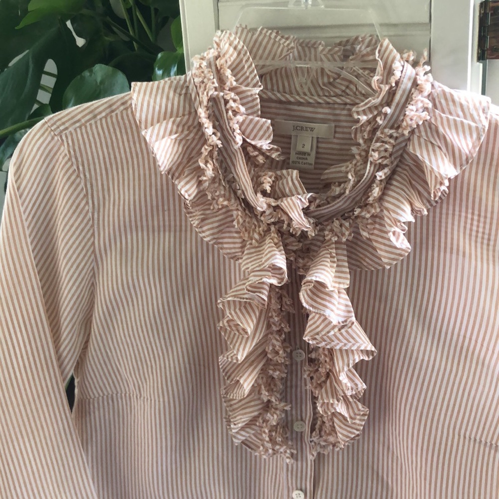 J Crew Darling Ruffle Neck Shirt